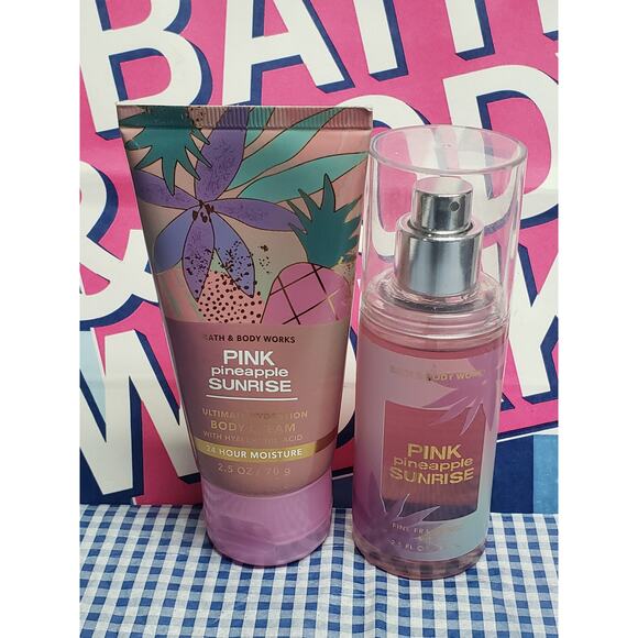 BBW Pineapple Sunrise 24 Hour Moisture Ultra Shea Body Cream Fine Fragrance Mist - Picture 1 of 3